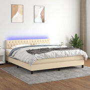 Letto a Molle con Materasso e LED Crema 180x200 cm in Tessuto  cod mxl 61021