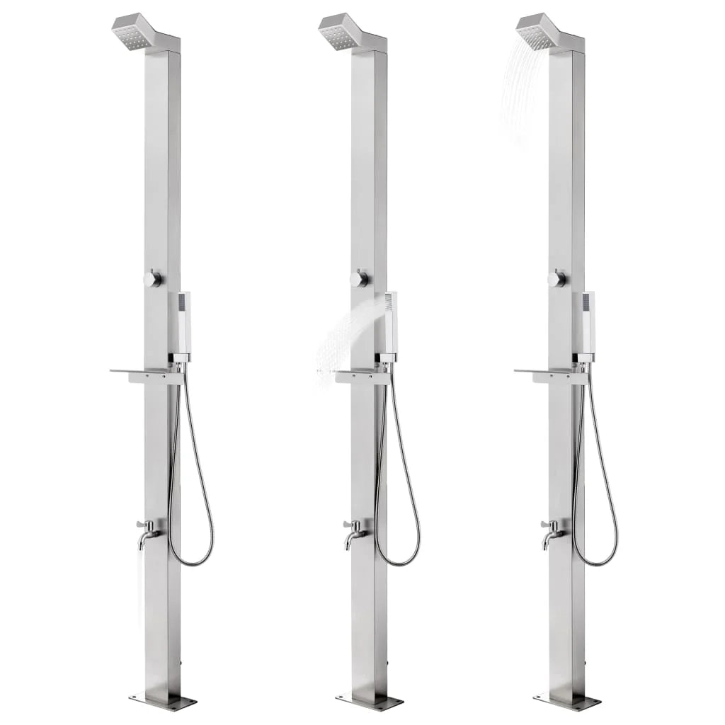 Doccia da giardino con base 225 cm acciaio inox grigio 02_0042049