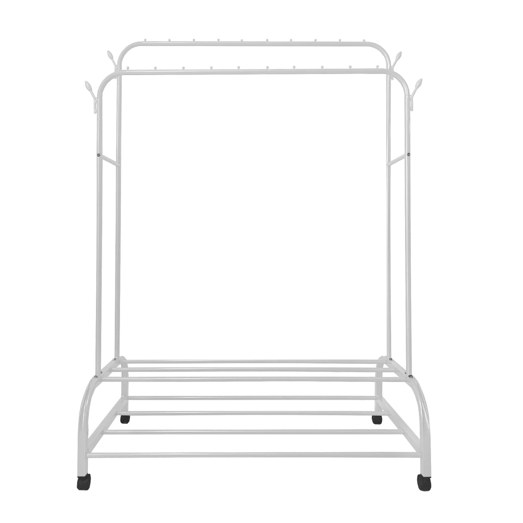 Appendiabiti Donkey Premium Maxi Giro a 2 stand Nyana Home 162x110x57 cm, 2 barre appendiabiti, 4 ganci laterali, 2 ripiani inferiori Bianco.