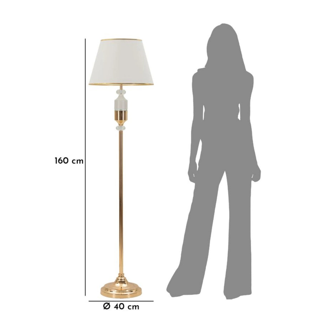 Lampada da Terra VKH904, Bianco, Tessuto, 40x40x160 cm