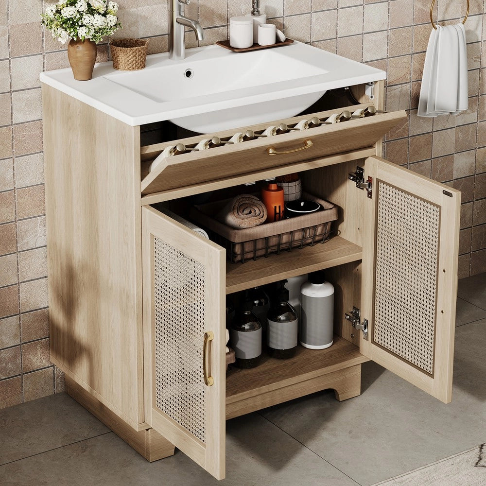 Mobile Sottolavabo da Bagno con Lavabo in Ceramica ¨C Xylo ¨C Bianco, 76x46x88 cm