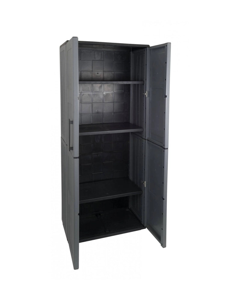 Mobile da Giardino Akina, Armadio da Esterno 3 Ripiani Made in Italy, 37x68x163h cm Grigio