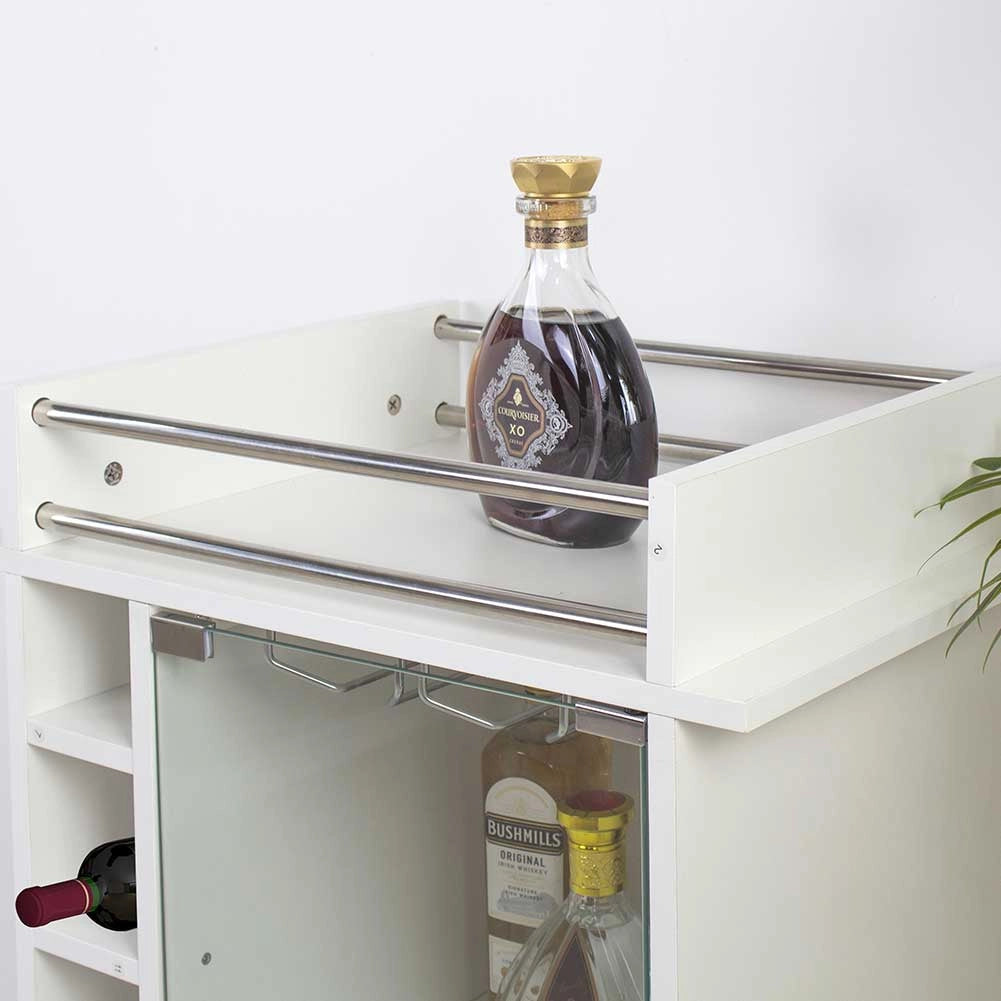 Mobile Bar Cantinetta Bottiglie Vino Legno Cantina 6 Posti Porta Calici Bianco