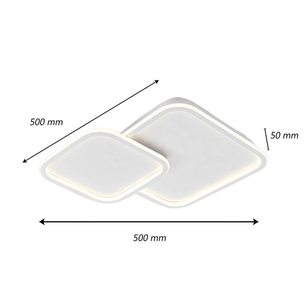 Trade Shop - Plafoniera Lampadario Soffitto Led Design A 2 Rombi Bianco Moderno 60 W Pn-24-3c -