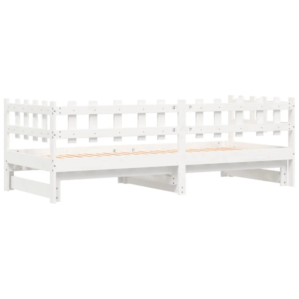 Dormeuse Estraibile Bianca 2x(90x200) cm Legno Massello di Pino 840389