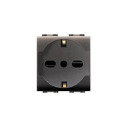 Elettrocanali kit preassemblato IP40, contenitore da parete grigio 2 moduli, presa trivalente italiana tedesca 10-16A bianca, ECL40501WH-40