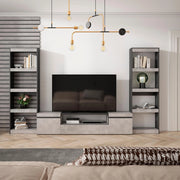Mobile TV, Soggiorno, 320x35x186cm, Per TV fino a 80", Set di mobili, grigio cemento RF2606