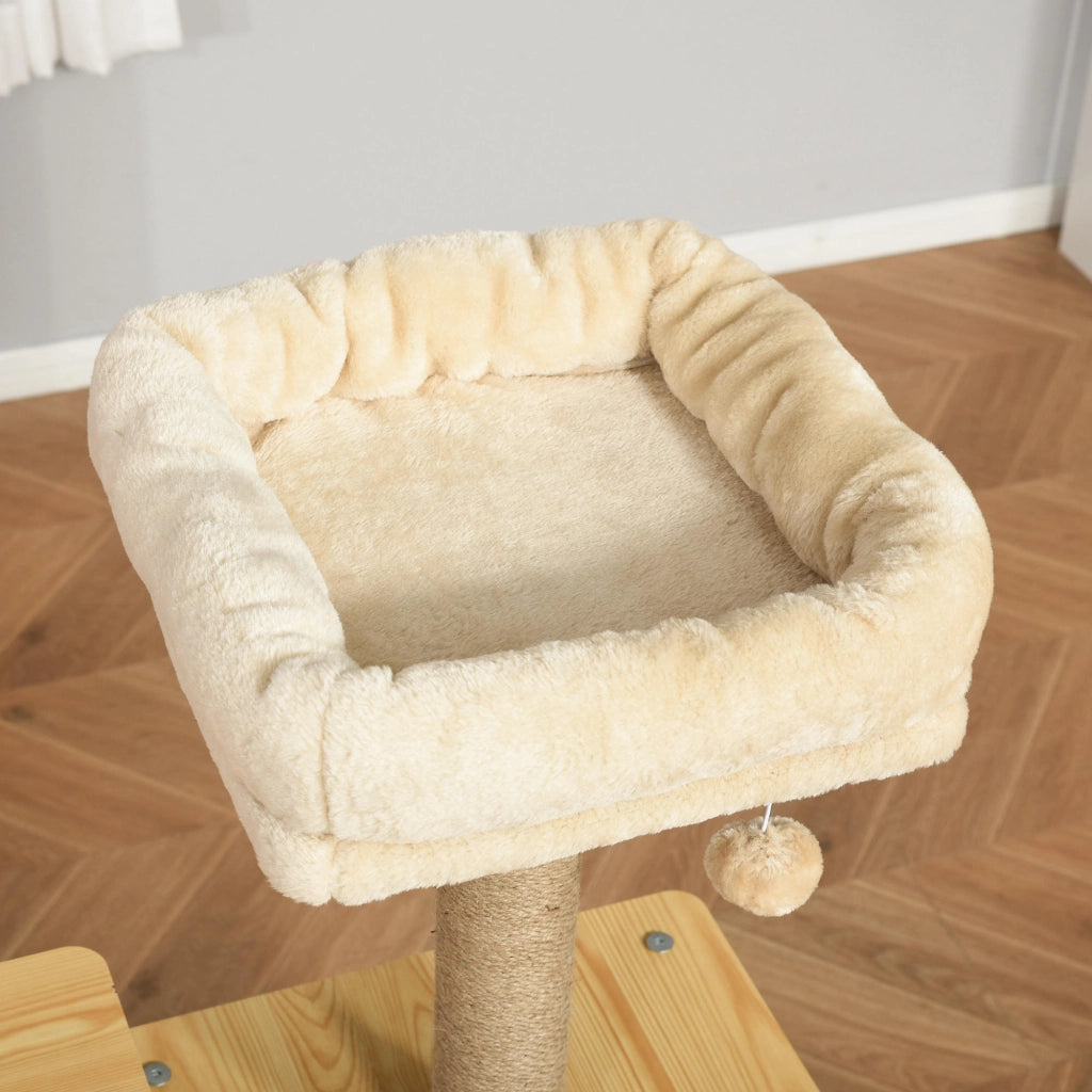 Albero tiragraffi per gatti con piattaforme, cuccia, letto, amaca e scala ¨C zephmum ¨C 60x40x130cm giallo