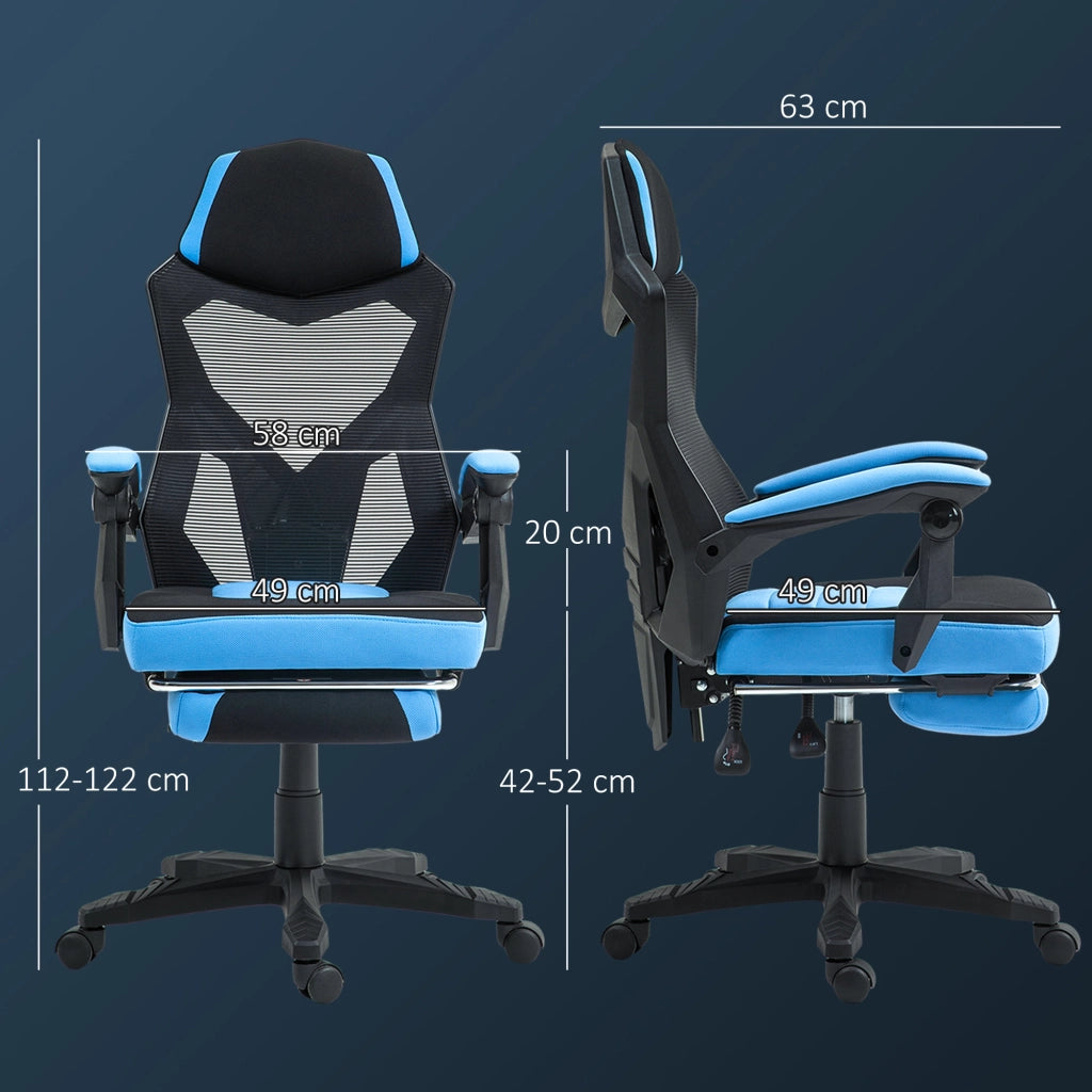 Sedia Gaming con Poggiapiedi ¨C Xylo ¨C Regolabile Schienale Reclinabile 135¡ã Blu e Nero
