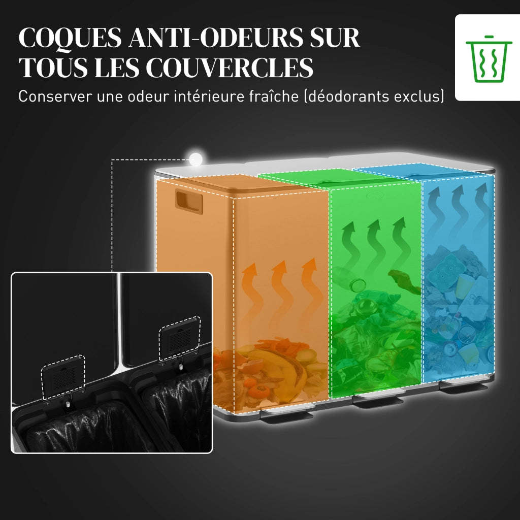 Cestino per la Raccolta Differenziata ¨C zephmum ¨C Argento 49.6x34.5x38.6cm