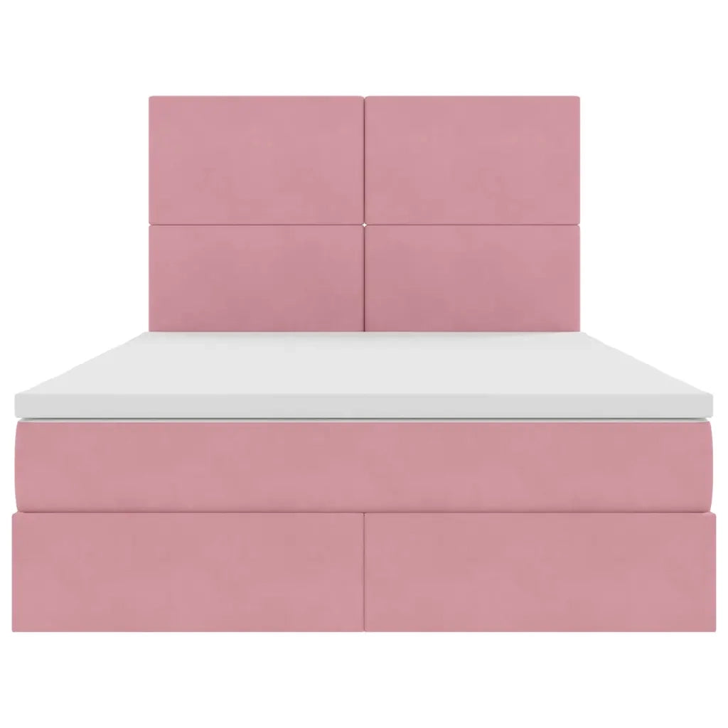 Letto con contenitore e materasso Rosa 140 x 200 cm Velluto