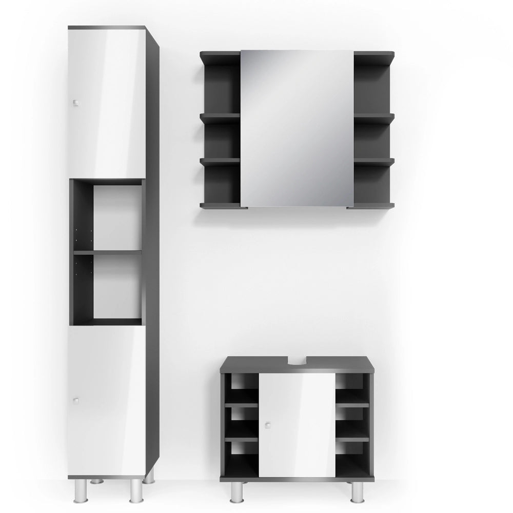 Vicco Set mobili bagno Antracite 3 parti, con colonna