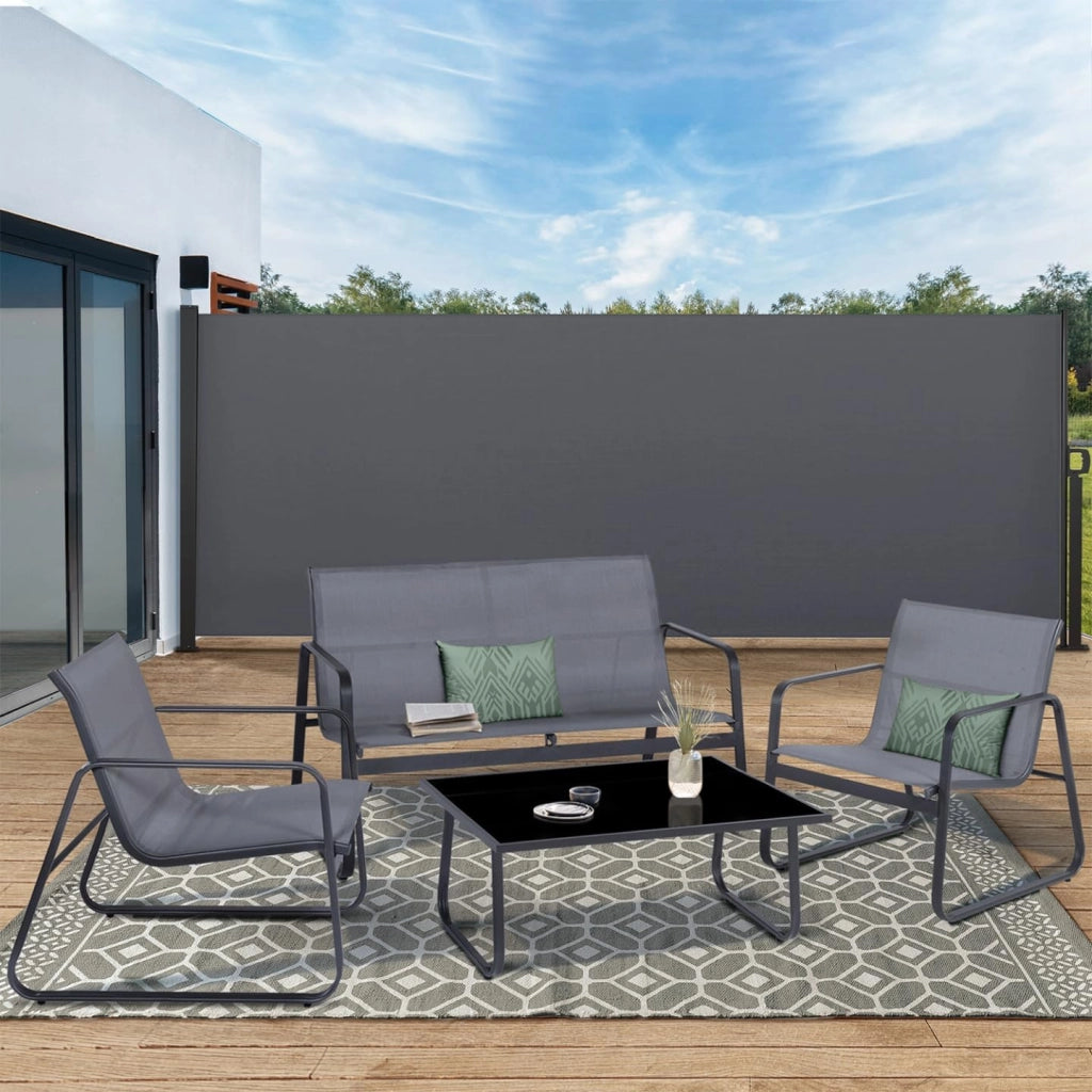 Tenda Laterale Retrattile Esterna 180 x 500 CM Grigio Antracite