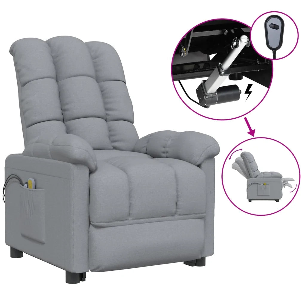 Poltrona Massaggiante Elettrica Grigio Chiaro in Tessuto 3073758