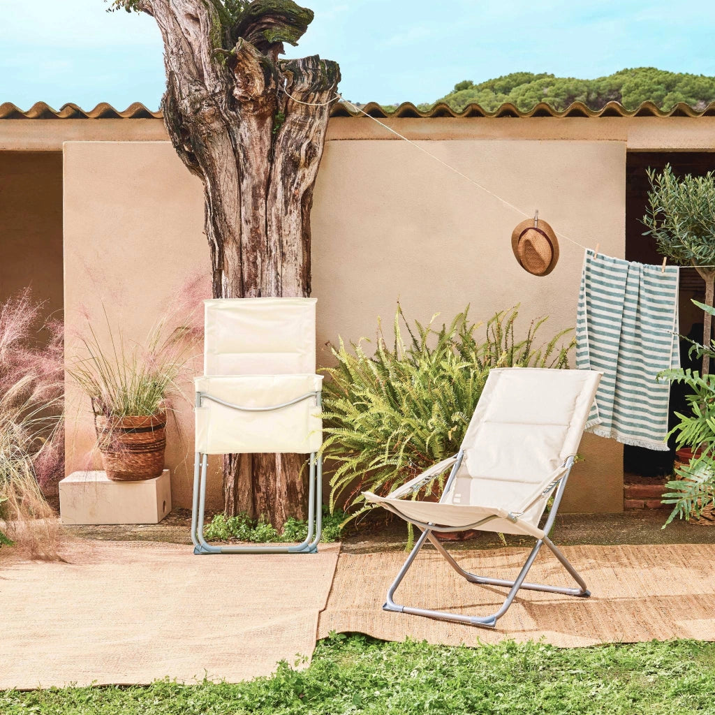 Set di 2 sedie da giardino pieghevoli, beige