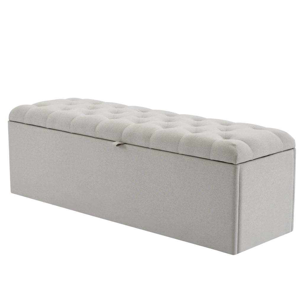 Panca contenitore in lino 141 x 41;5 x 47 cm; grigio chiaro
