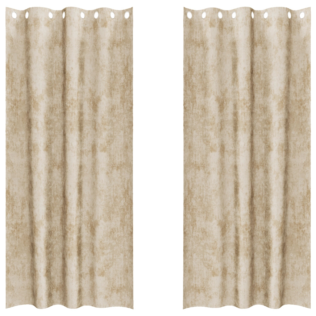 Tende di Velluto 2 pz con Occhielli Panna 245x140 cm
