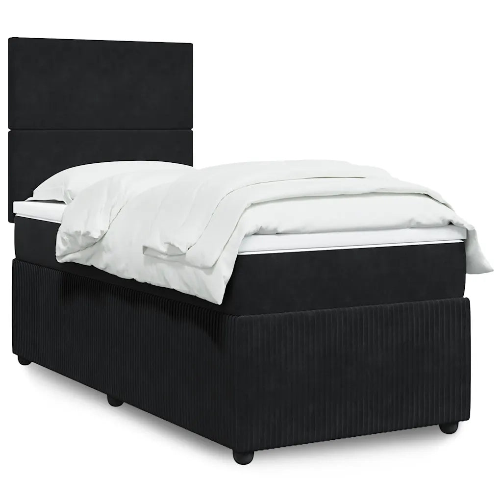 Giroletto a Molle con Materasso Nero 100x200 cm in Velluto 3292258
