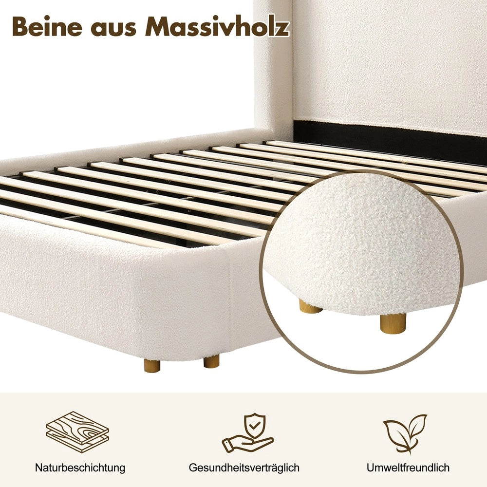Letto Imbottito Matrimoniale Contenitore con Testiera ¨C Xylo ¨C Boucl¨¦ Beige 180x200