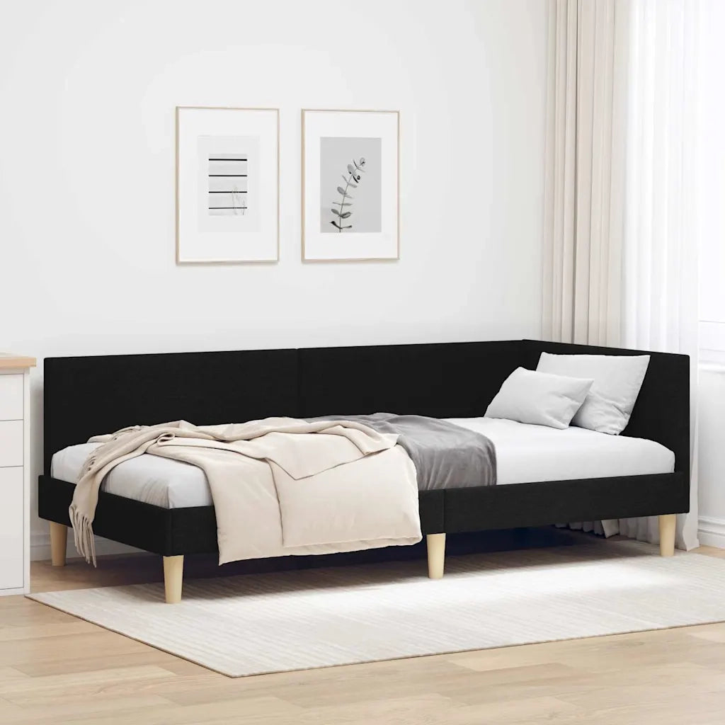 Cornice del letto ad angolo con testiera Nero 100 cm x 200 cm 42016199