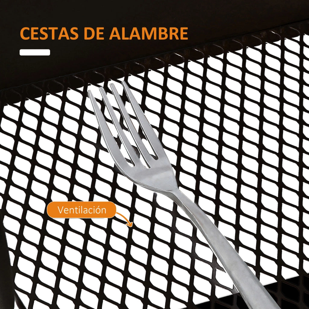 Carrello da cucina con 3 cestini in acciaio e ripiano ¨C zephmum ¨C 45x31x79,4 cm nero