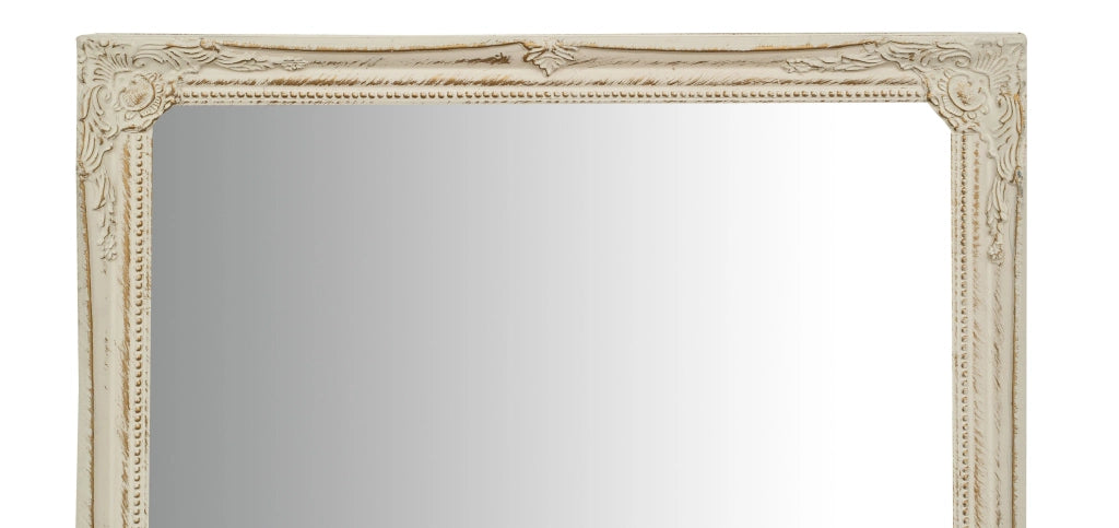 Biscottini Specchio Specchiera da parete e appendere verticale/orizzontale L50xPR4xH140 cm finitura bianco anticato