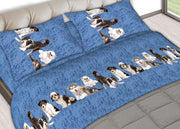 Completo Lenzuola Letto In 100% Cotone Made In Italy Varie Fantasie C.N - 1 Piazza - Friends Blu