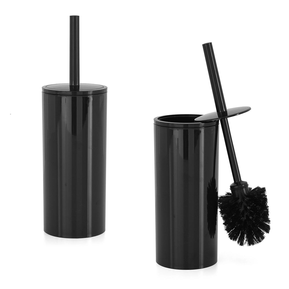 Set accessori bagno da appoggio 5 pezzi in plastica nero Glim