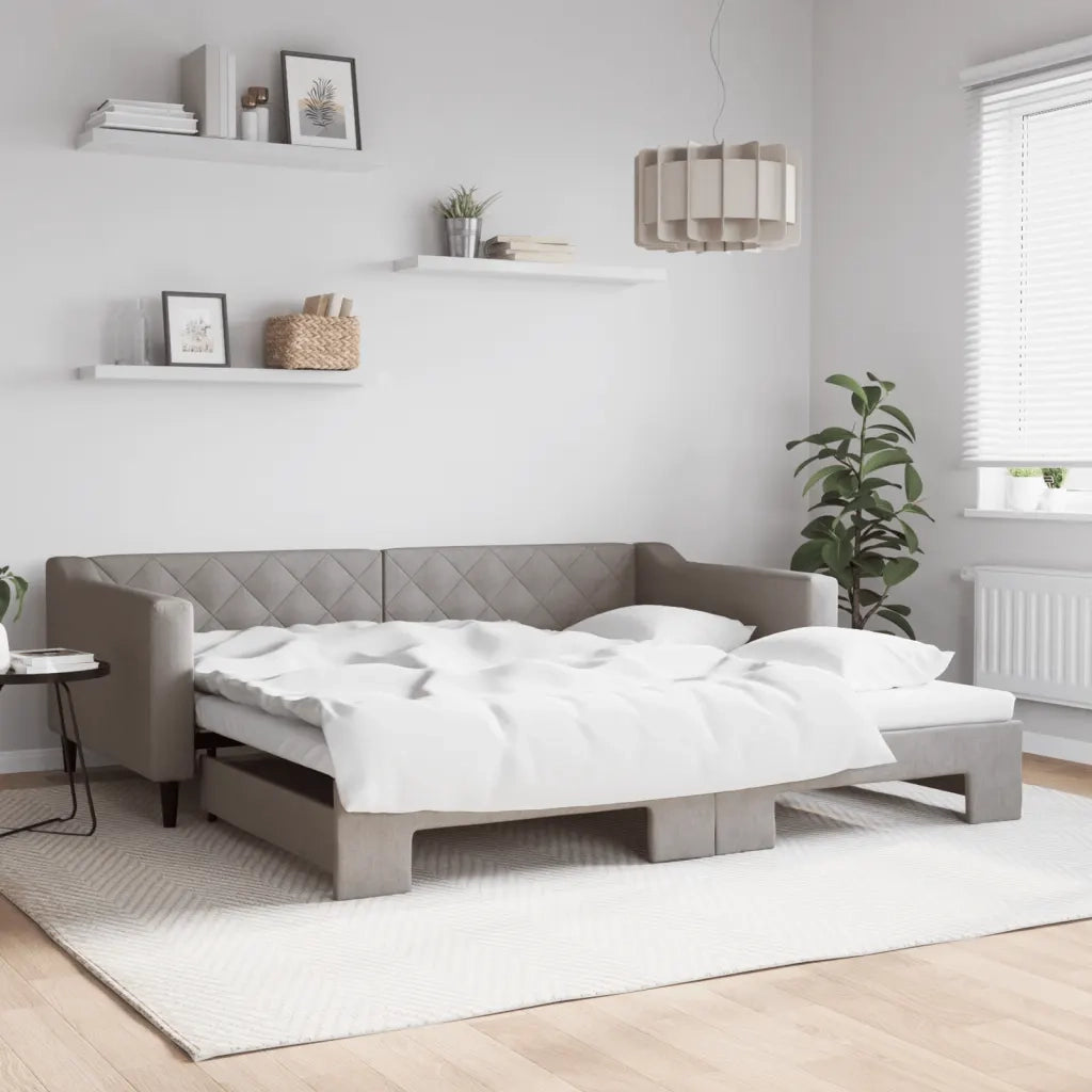 Divano Letto con Letto Estraibile-Sofa Letto-Daybed Tortora 100x200 cm in Tessuto 381879