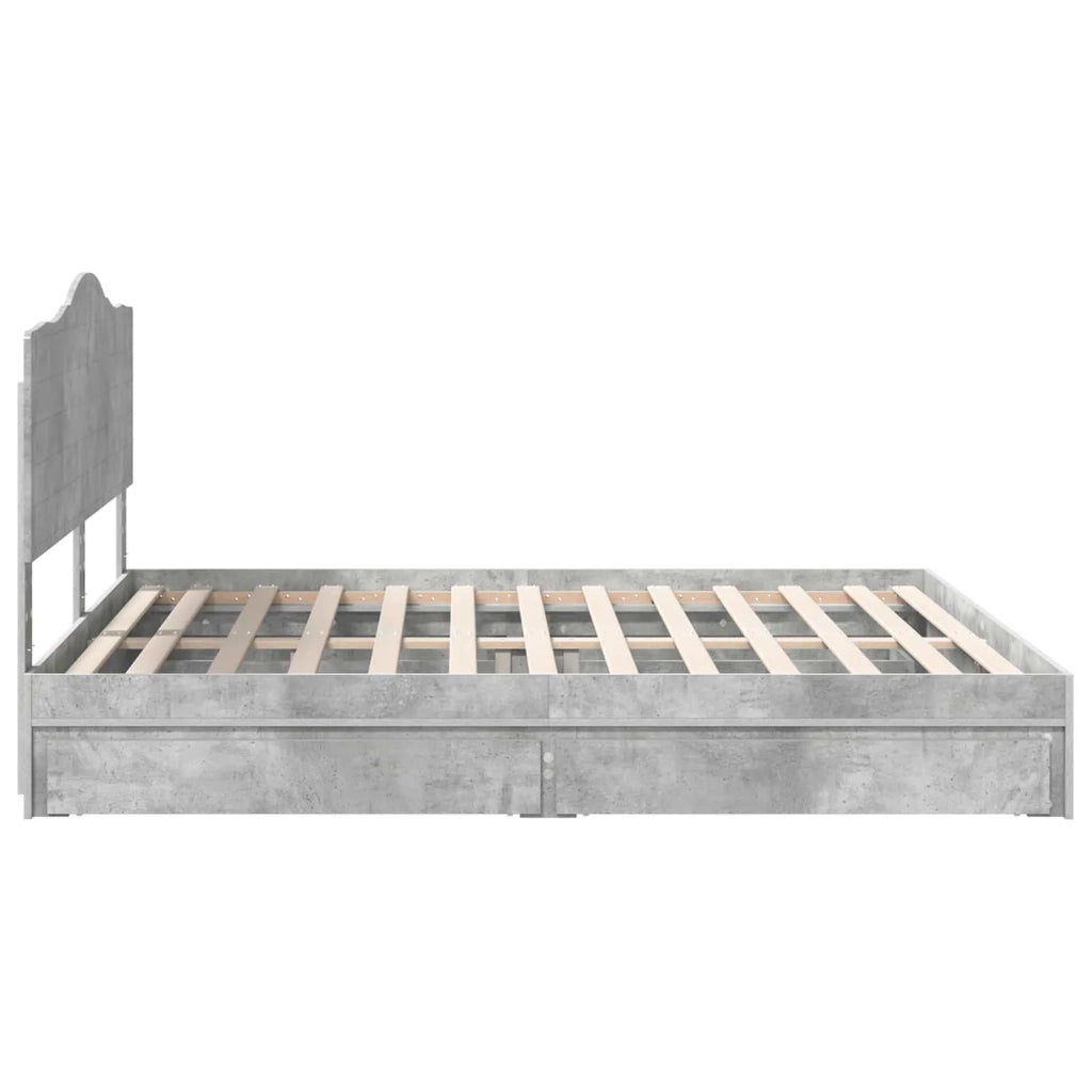 Letto con Contenitore con testiera Grigio cemento 200 x 200 cm 3413474