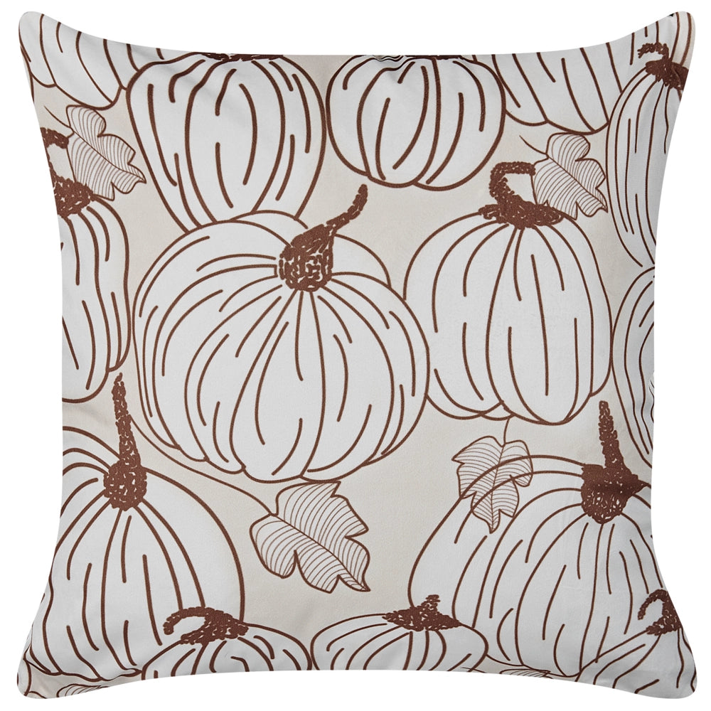 Set di 2 cuscini decorativi in velluto con fantasia zucca, 45 x 45 cm, quadrati, moderni e minimalisti, accessori per la decorazione autunnale