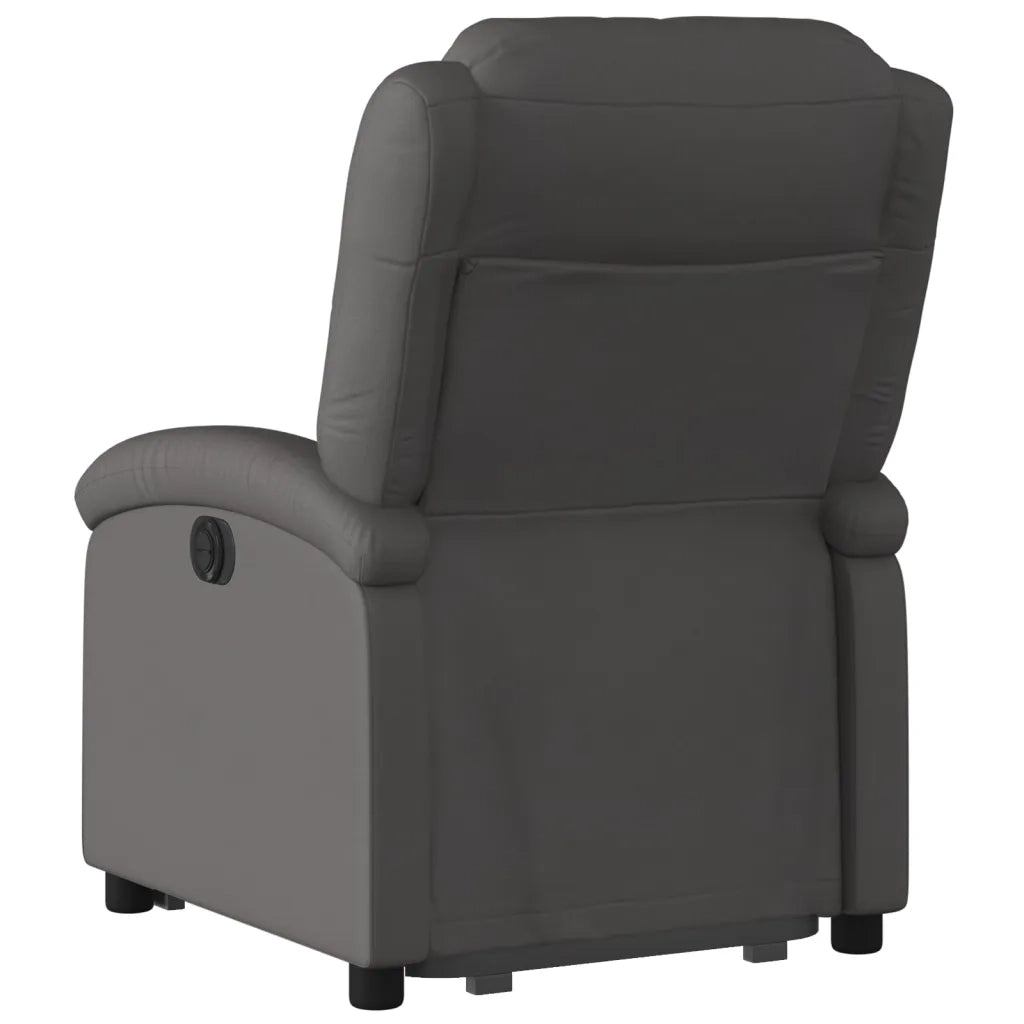 Poltrona Alzapersona Reclinabile Elettrica Grigia in Vera Pelle 3204273