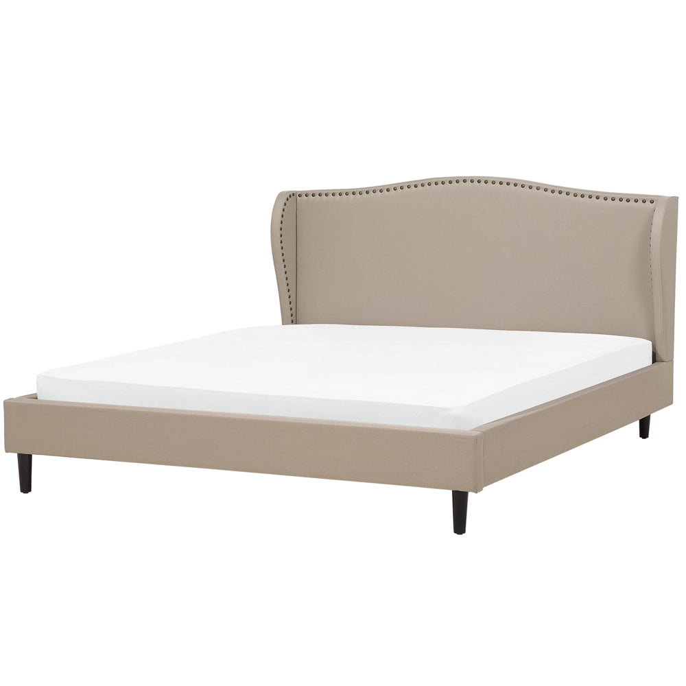 Letto Imbottito Velluto Beige a Doghe Testiera Trapuntata 180 x 200 cm letto matrimoniale tradizionale