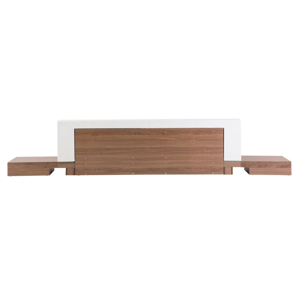 Letto ad acqua in stile giapponese in legno di frassino marrone 180 x 200 cm Testata in legno MDF testata in pelliccia sintetica