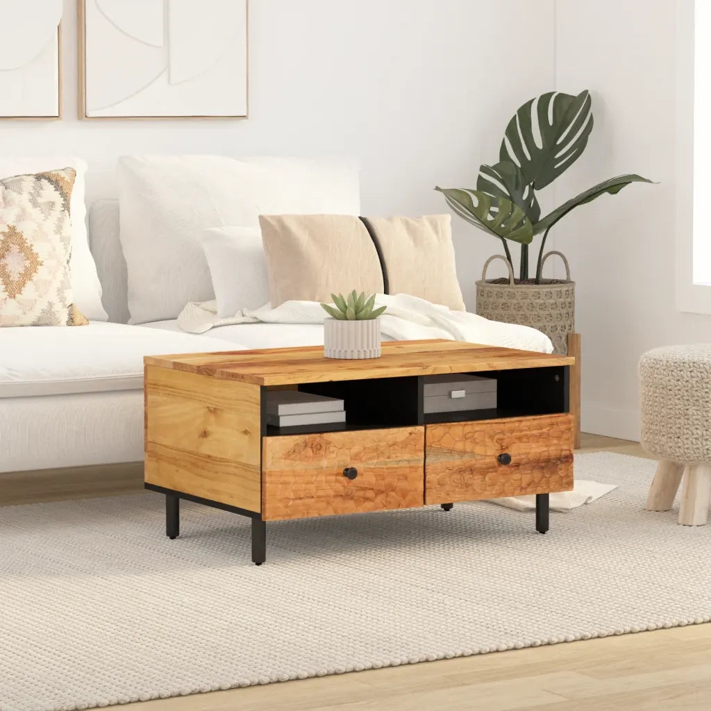 Tavolino da salotto | Tavolino da caff¨¨ | Tavolino da Soggiorno 80x54x40 cm in Legno Massello di Acacia