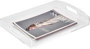 Scatola di servizio - L38 x B28cm Scatola di servizio rettangolare in acrilico con maniglie, decorativa e trasparente, scatola di servizio per angolo caffè, cucina, tavolo da cucina, ufficio, bagno
