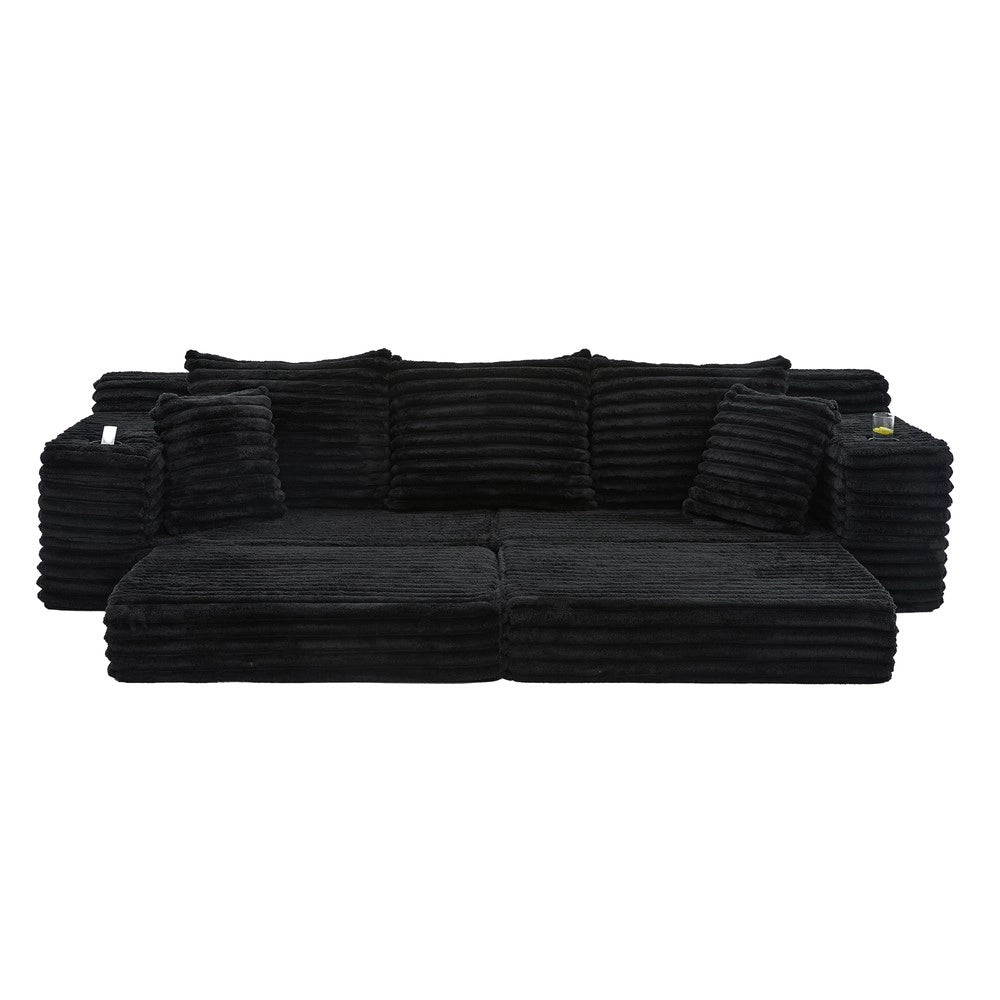 Divano letto in tessuto con cuscini ¨C Minimal ¨C nero, con tasche e portabibite