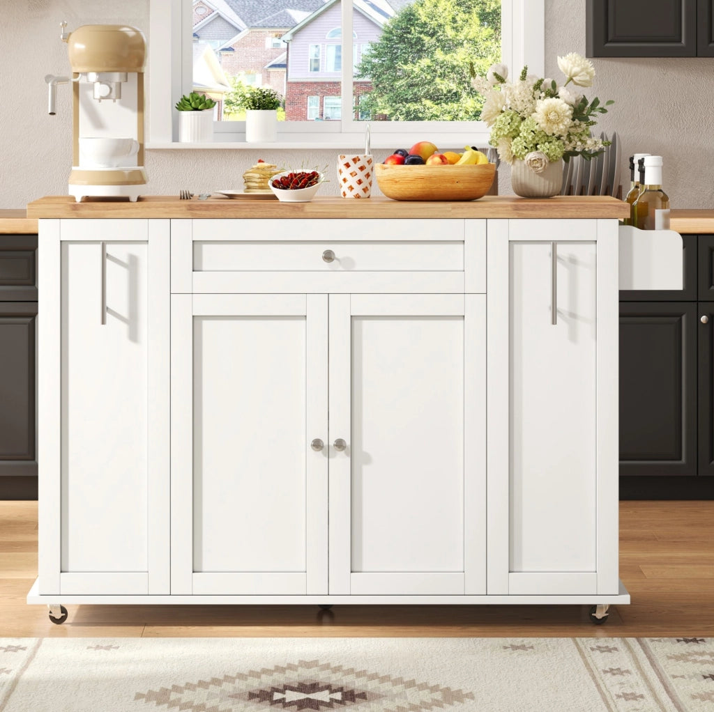 Isola cucina mobile con piano pieghevole 120x45(70)x87 cm