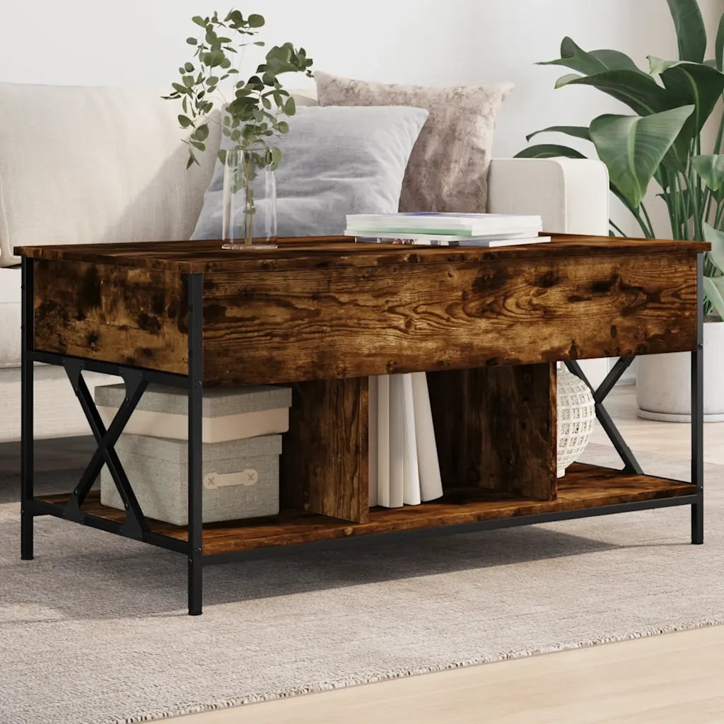vidaXL Tavolino Salotto Rovere Fumo 100x55x50 cm Multistrato e Metallo