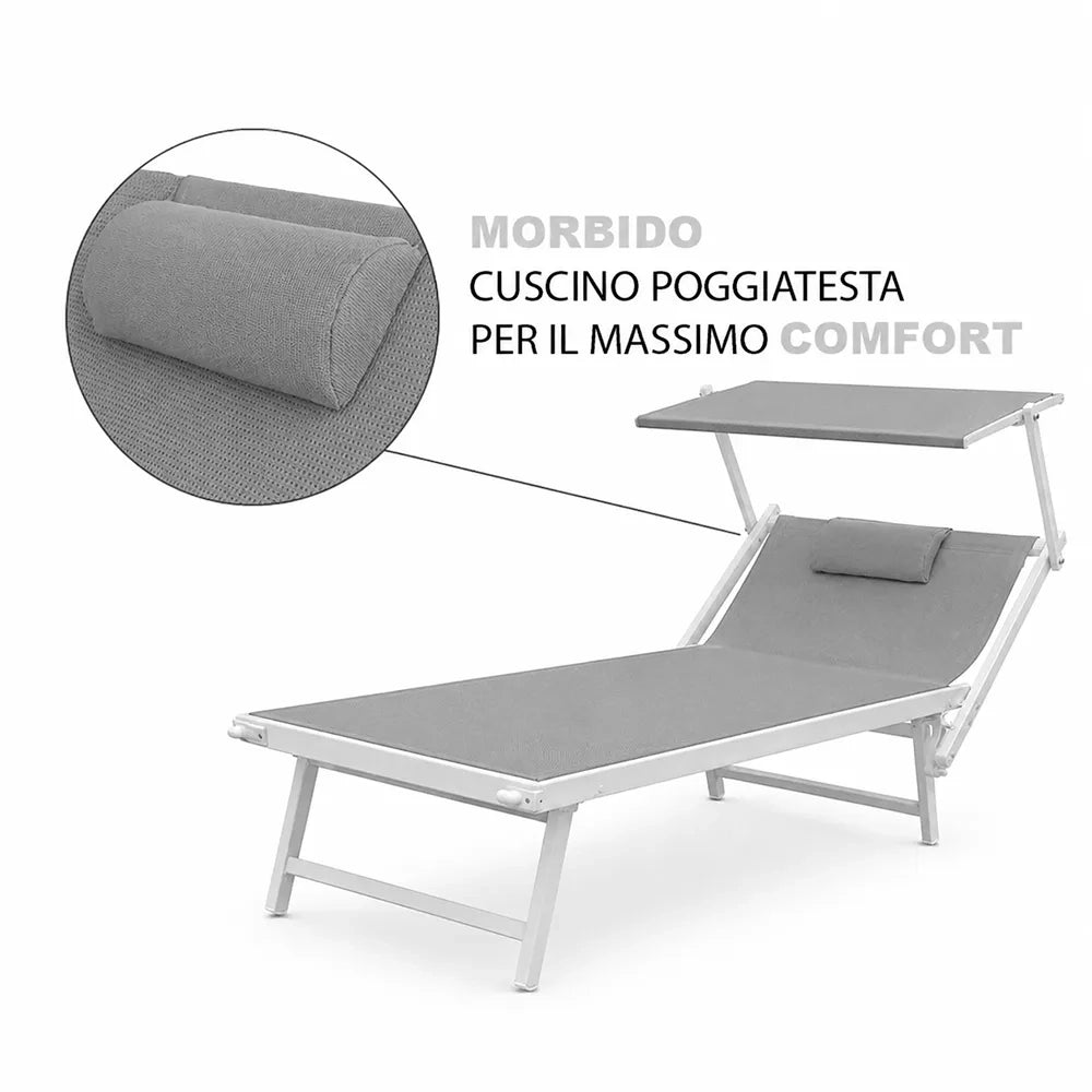 Lettino Mare L-Mediterraneo PLUS - Grigio/Bianco