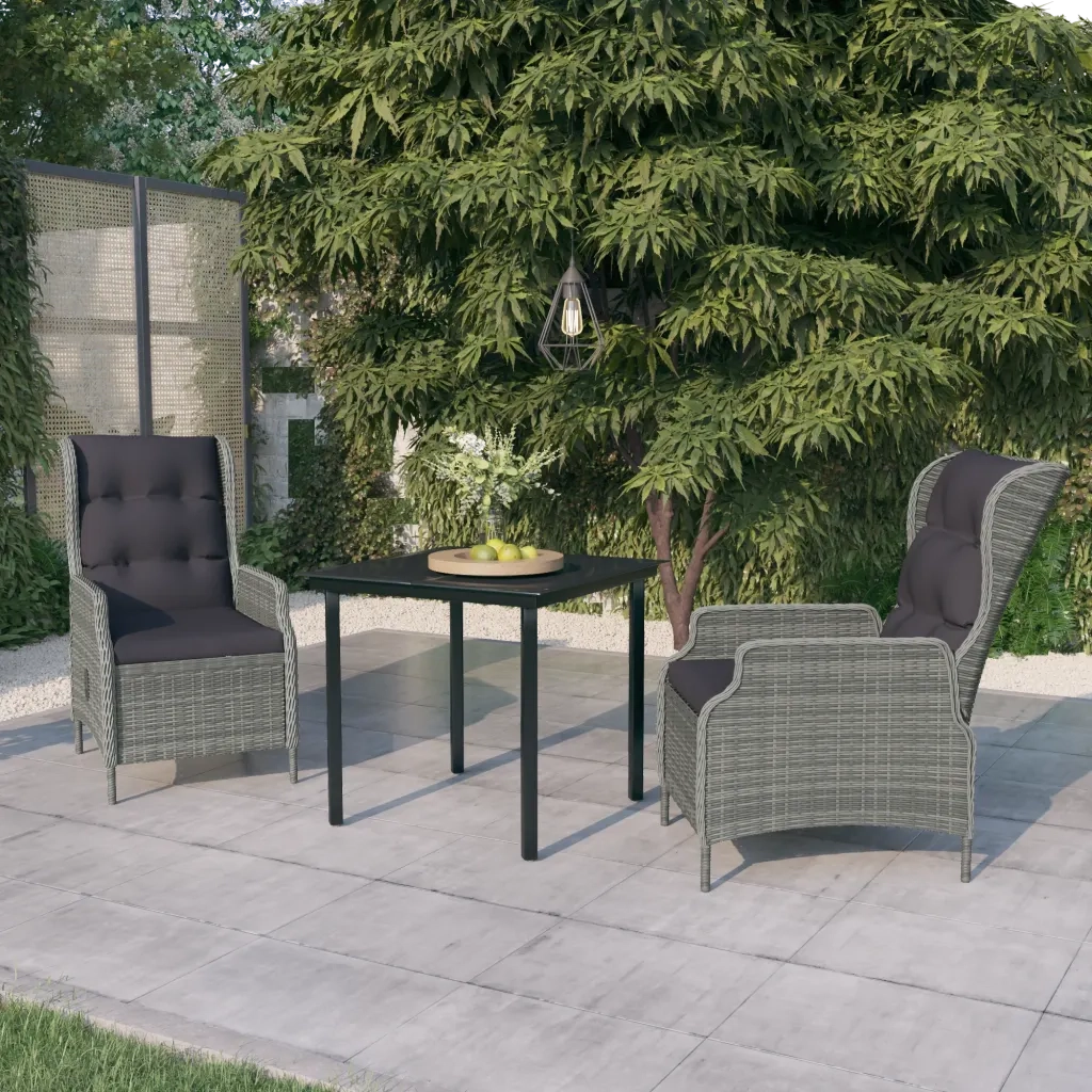 Set Mobili da Pranzo per Giardino 3 pz Grigio Chiaro cod mxl 47534