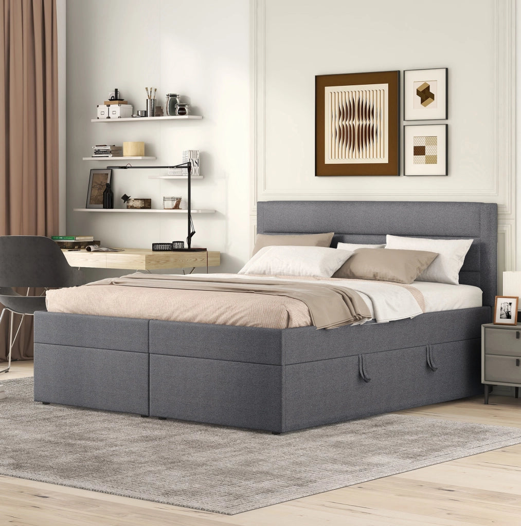 LETTO Contenitore 140x200 cm Grigio in legno e MDF
