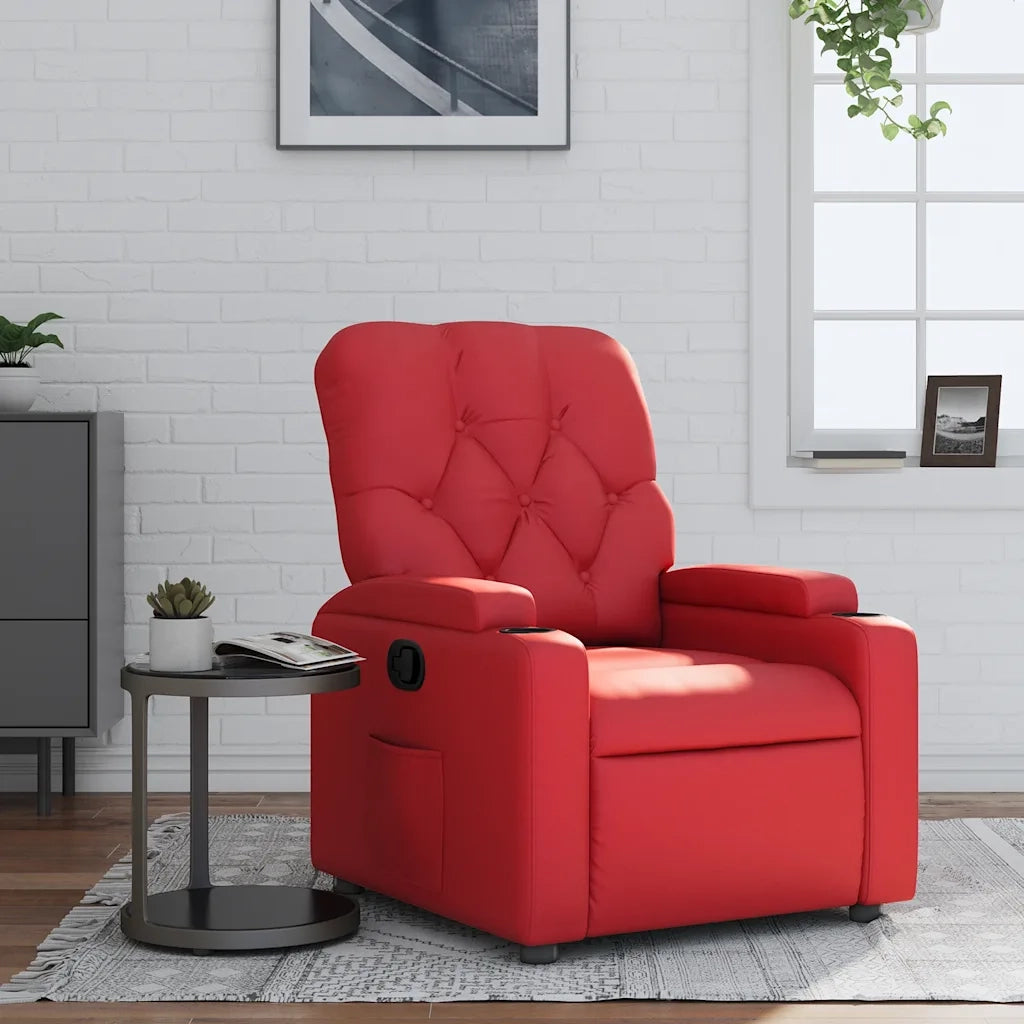 Divano Sedia-Poltrona Reclinabile Rossa in Similpelle 970752
