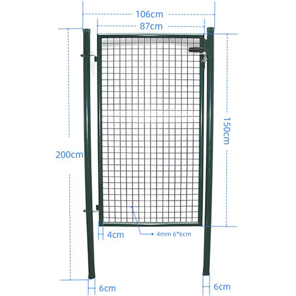 Cancello Pedonale Cancelletto Recinzione Giardino Acciaio 106x200 con Chiave