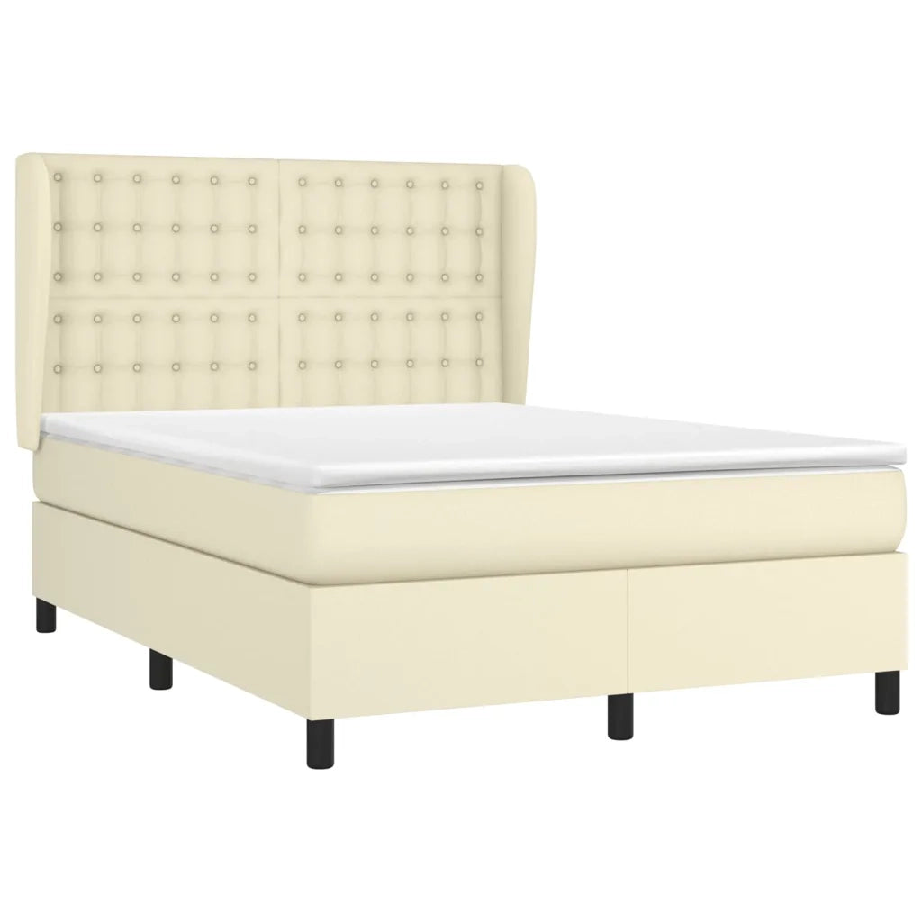 vidaXL Giroletto a Molle con Materasso Crema 140x190 cm in Similpelle