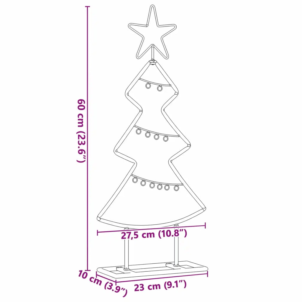 Albero di Natale in metallo con supporto Nero 60 cm Acciaio 42019186