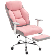 Sedia da Ufficio Ergonomica Rinforzata con Braccioli Regolabili, Poggiapiedi e Poggiatesta, Rosa