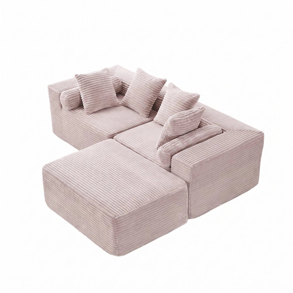 Divano angolare chaise longue ¨C Minimal ¨C Beige tessuto ciniglia