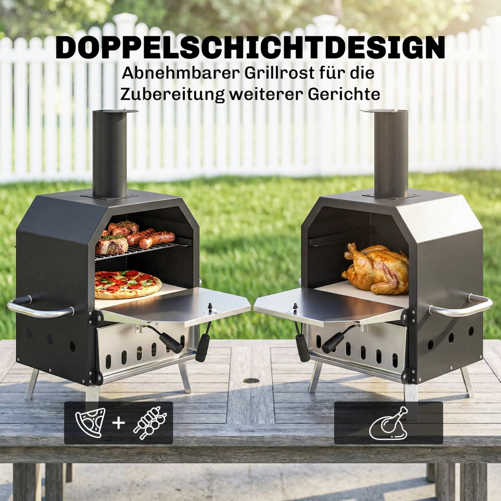 Forno per pizza da esterno a legna ¨C Xylo ¨C acciaio inox 2 livelli con pietra refrattaria 1cm