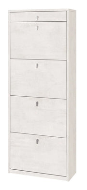 Scarpiera mobile porta scarpe 4 ante a ribalta e 1 Cassetto  H164 L63 P29 Cm colore Bianco ossido Sk568k Sarmog